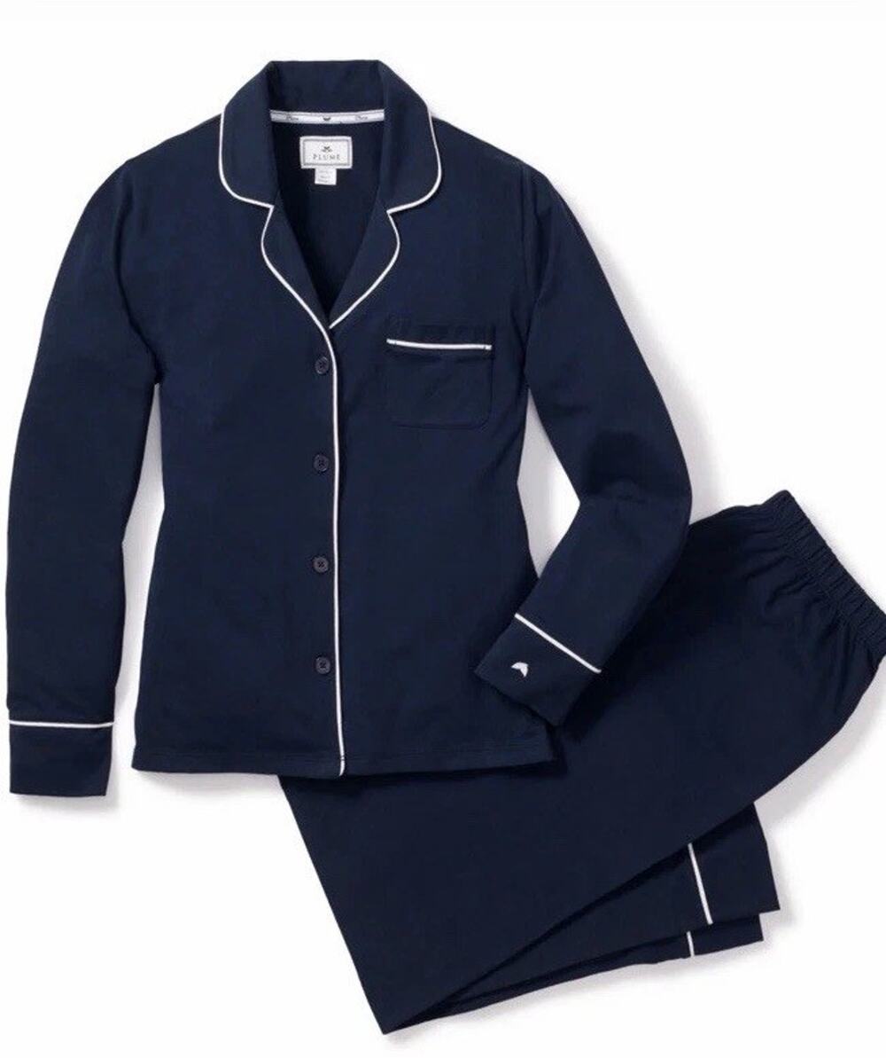 Petite Plume Mens Pima Pajama Set in Navy Blue XL NWT $138